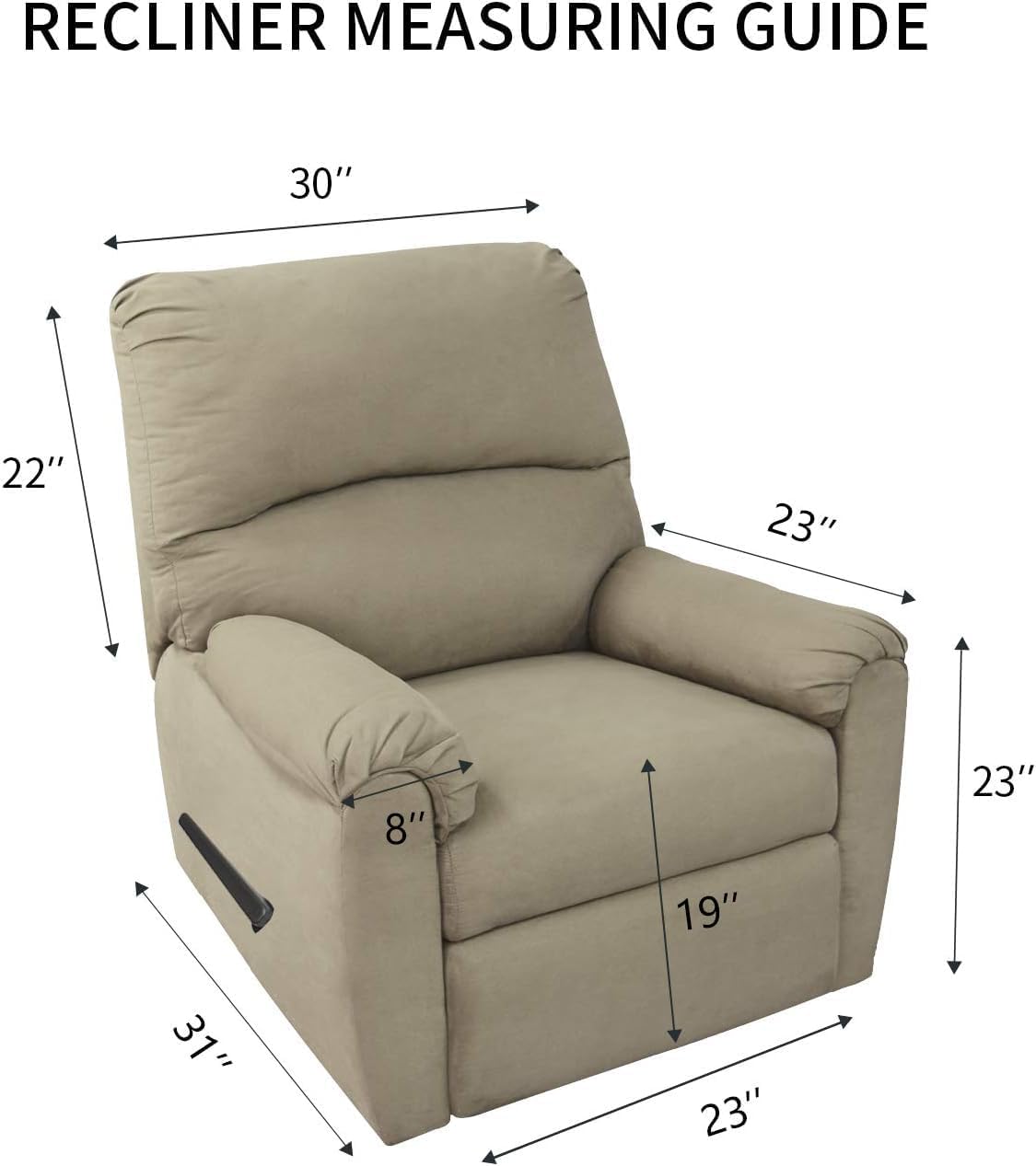 PureFit Reversible Quilted Sofa Cover, Water Resistant Slipcover Furniture Protector, Washable Couch Cover with Non Slip and Elastic Straps for Kids, Dogs, Pets (Recliner, Gray/Ivory)