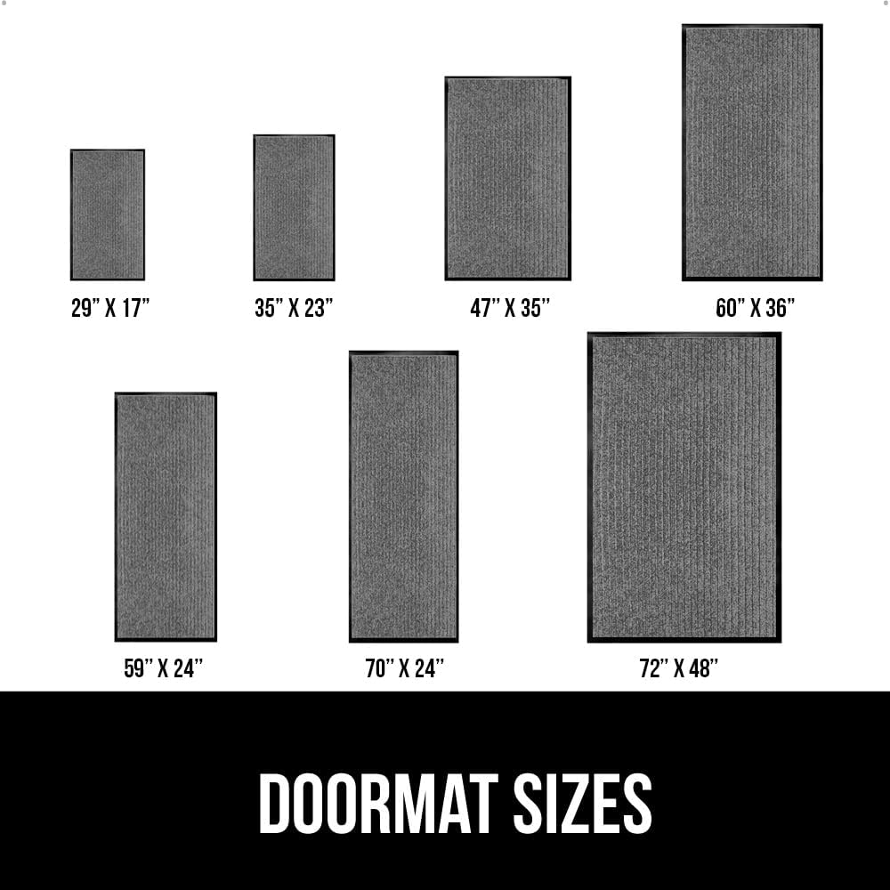 GORILLA GRIP Traffic Guard Door Mat, 2 Pack, Heavy Duty Waterproof Doormat, Commercial Office Space Welcome Mats, Stain and Fade Resistant, Low Profile, Strong Rubber Backing, 35x23, Light Gray