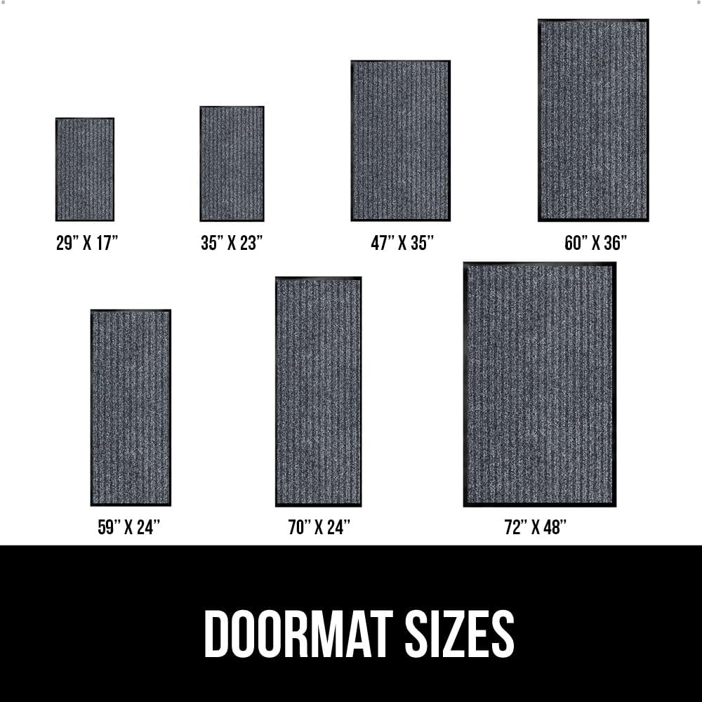 GORILLA GRIP Traffic Guard Door Mat, 2 Pack, Heavy Duty Waterproof Doormat, Commercial Office Space Welcome Mats, Stain and Fade Resistant, Low Profile, Strong Rubber Backing, 29x17, Gray