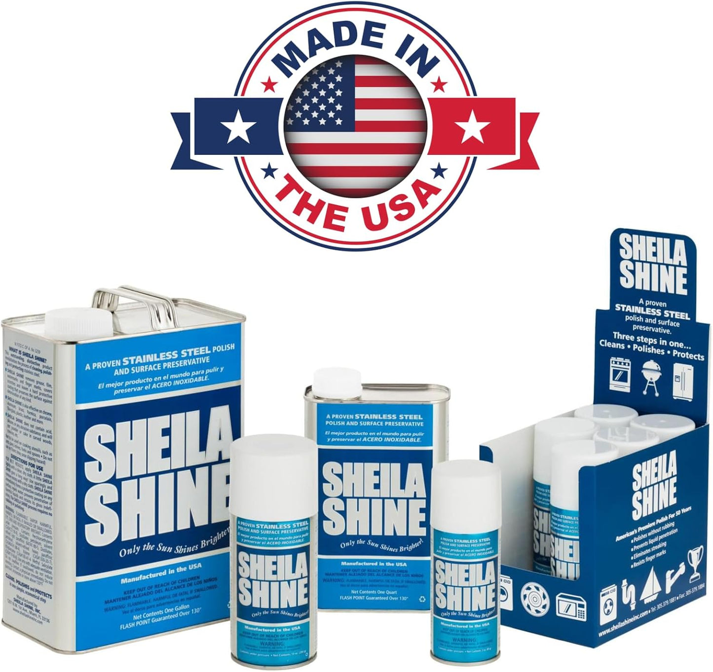 Sheila Shine 3 x 10 Oz. Stainless Steel Cleaner and Polish Aerosol Spray, Protect Household Kitchen Surface, Removes Grease, Fingerprint & Watermark, Polish & Leaves a Streak Free Shine for Appliances