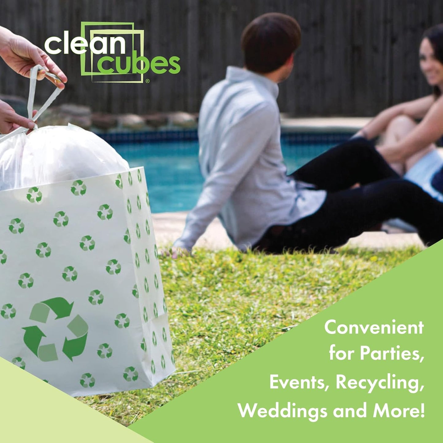 13 Gallon Disposable Pop-Up Trash Cans (3-Pack) with Fitted Bags – Foldable Garbage & Recycling Bins for Parties, Events & Kitchen (Recycle, 17" H x 13.5" W x 10" D)
