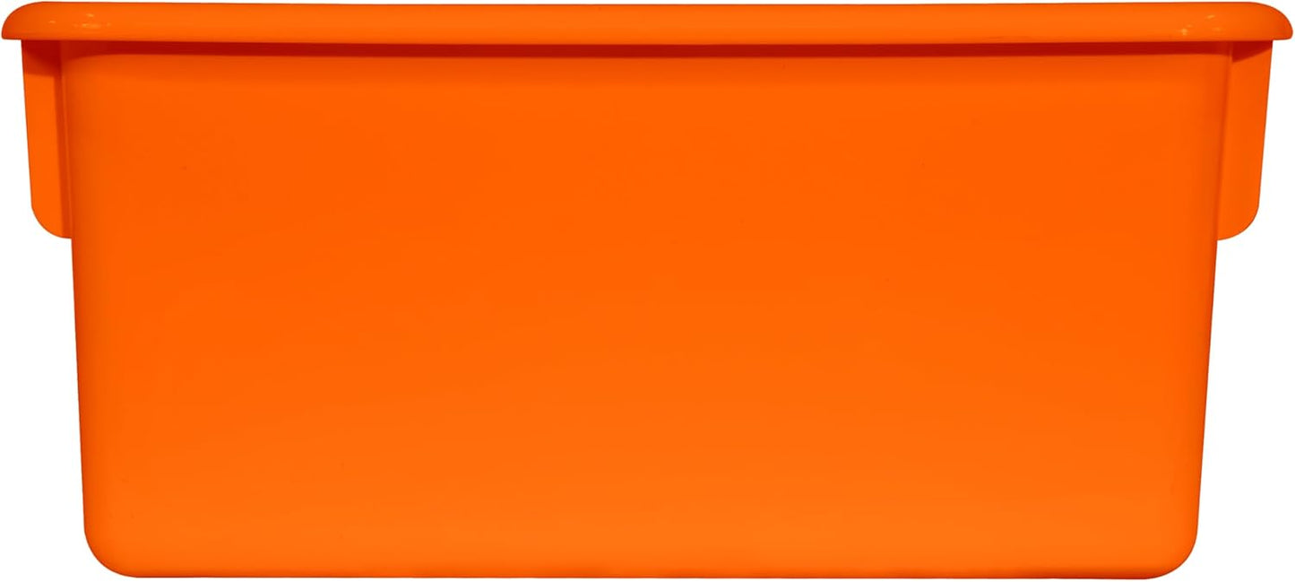 Wood Designs Cubby Storage Bin, Heavy Duty Plastic Containers for Kids Orange Cubby Tray Set of 10