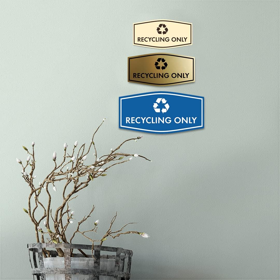 Fancy Recycling Only Sign (Black/Gold) - Small