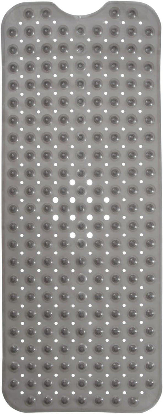 ENKOSI Bathtub Mat – 40 x 16 Inch Extra Long Non Slip Shower Mat – Anti Slip Grey Bath Mat with Suction Cups and Drain Holes – Bathroom Mat for Smooth Tubs and Shower Floors (40x16 Clear Grey)