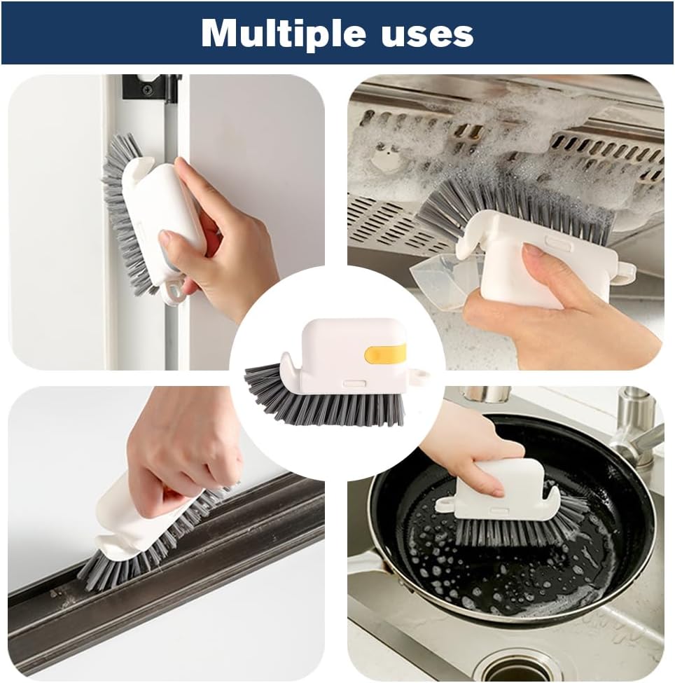 3 in 1 Groove Cleaning Brush, 2025 New Multifunction Window Track Cleaner Brush, Hanging Hard Bristle Cleaner Brushes for Kitchen (Orange)