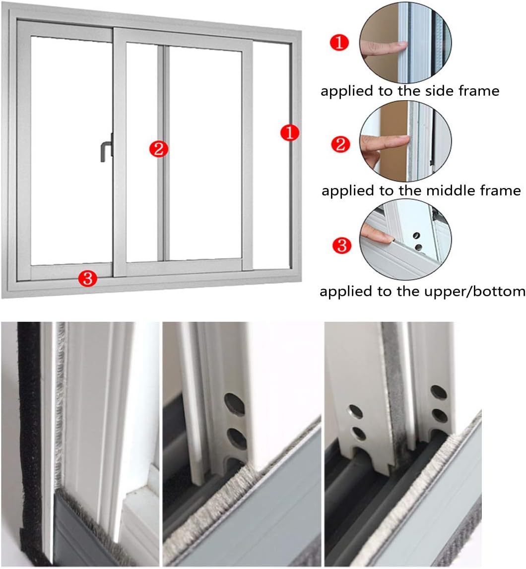 Weather Stripping Brush for Sliding Windows/Doors Frame Side,Pile Self Adhesive Weatherstrip Seal Strip Sealer Draft Stoppers (65ft x11/32 Backing x 3/16 Brush inch, Brown)