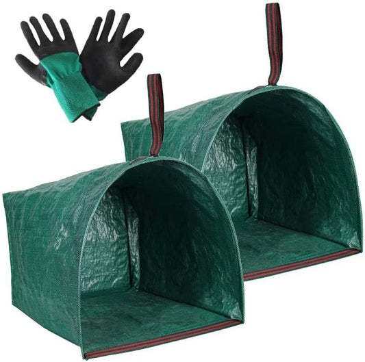 72 Gallon Garden Bags for Debris,2-Pack Yard Waste Bags,Large Dustpan-Type Lawn Bags with Gardening Gloves, Leaf Bags for Yard Debris,Grass Clippings,Collapsible Trash Can for Parties,Laundry,Camping