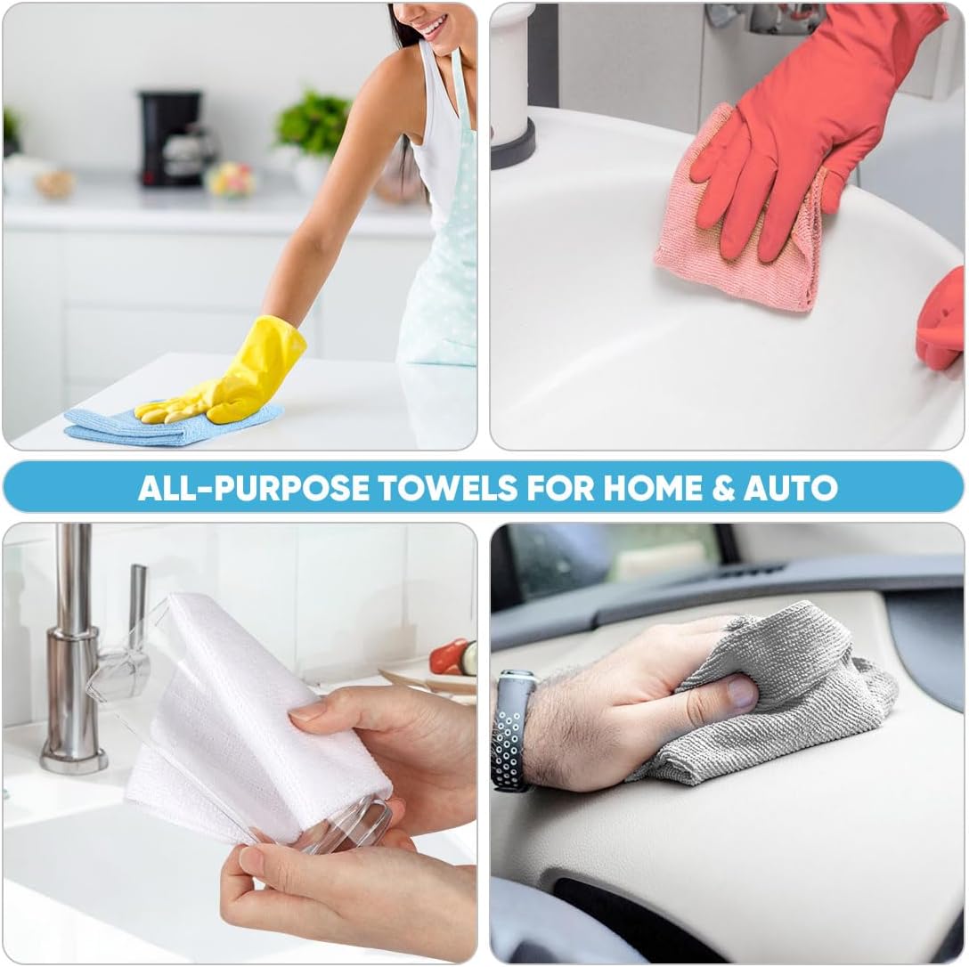 AIDEA Microfiber Cleaning Cloth 330 Sheets 6 Roll, Pink, Microfiber Towels for Cars, Shop Rags Washable,Cleaning Rags Reusable Paper Towels for Automotive, Mechanic, Workshops, House,11×9"