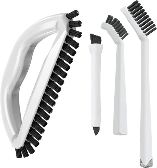 Grout Cleaning Brush Set (4 Pcs) Heavy Duty Hand Grout Scrub Brush & Detail Cleaning Brush Set for Baseboards,Floor, Corners, Shower, Bath Tub & Tiles