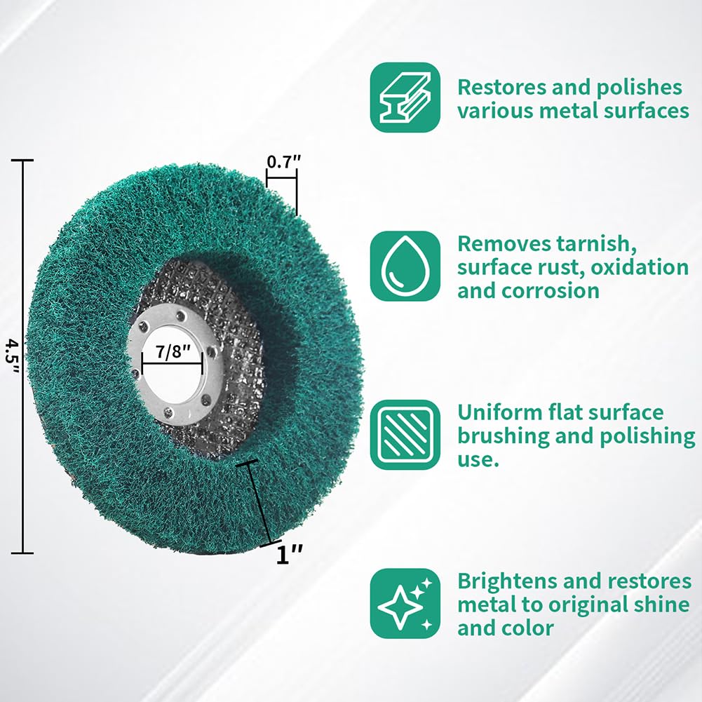 10Pcs 180 Grit Scour Flap Disc 4 1/2 Inch Angle Grinder Attachment Coarse Sanding Disc Paint Rust Remover Wire Brush Metal Polishing Wheel