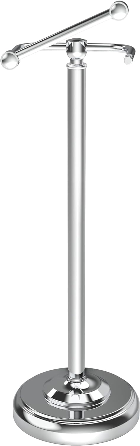 Toilet Paper Holder Stand, Polished Chrome Toilet Paper Holder Free Standing, Post Pivoting Design & Stable Weighted Base SUS304 Stainless Steel for Bathroom(Mega Roll)