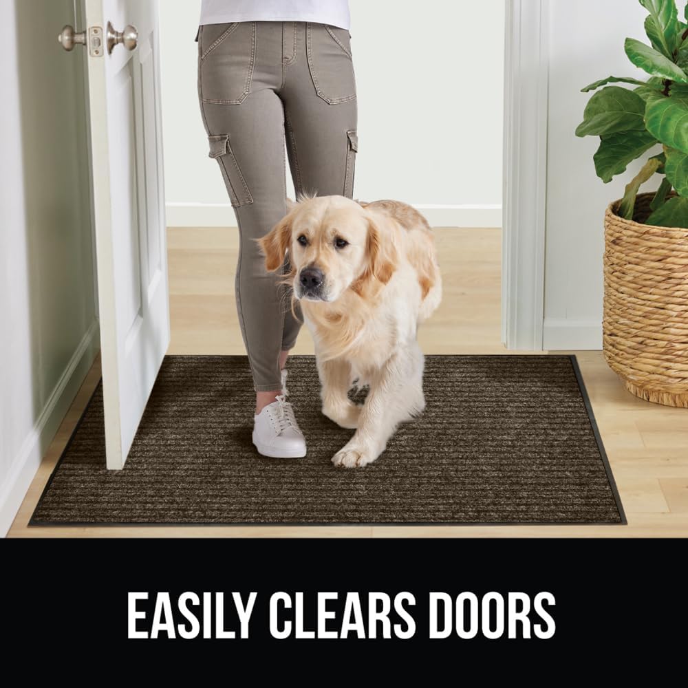 GORILLA GRIP Traffic Guard Door Mat, 2 Pack, Heavy Duty Waterproof Doormat, Commercial Office Space Welcome Mats, Stain and Fade Resistant, Low Profile, Strong Rubber Backing, 29x17, Brown