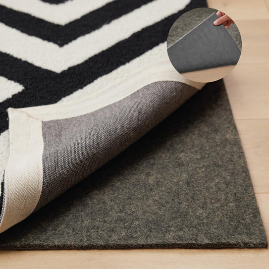 GORILLA GRIP Felt and Natural Rubber Stay in Place Slip Resistant Rug Pad, 1/8in Thick, 9x12 FT Protective Padding Under Area Rugs, Cushioned Gripper Pads, Carpet Runners, Hardwood Floors Protection