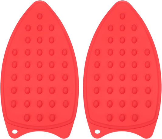 PATIKIL Silicone Iron Rest Pad, 2 Pcs Multipurpose Hot Heat Resistant Iron Rest Plate Protective Pad for Ironing Board Hot Resistant Steamer Steam Compact Mat, Red
