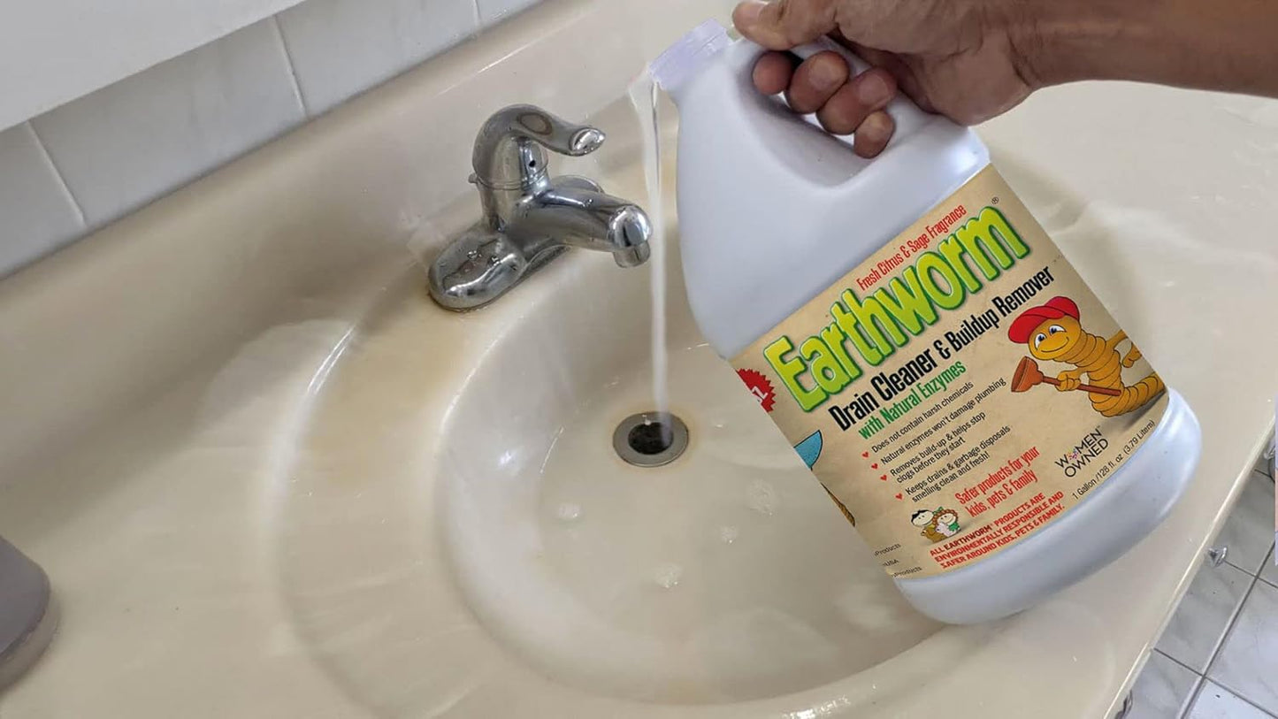 Earthworm Drain Cleaner - Drain Deodorizer - Natural and Family-Safe - 64 fl oz