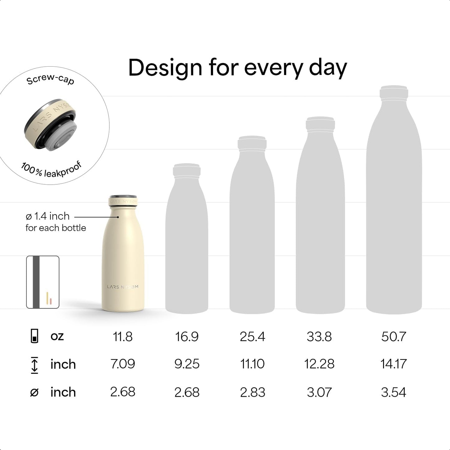 LARS NYSØM Stainless Steel Insulated Water Bottle 12oz 17oz 25oz 34oz 51oz | Insulated Thermo Flask for Hot and Cold Beverages | Leakproof Drinking Bottle (Lavender Purple, 11.9oz)