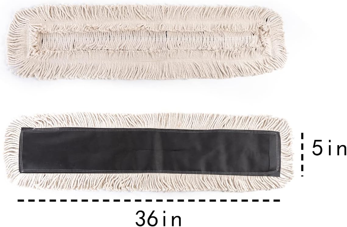 Matthew Cleaning 36'' High Strength Disposable Dust Mop Cotton Cut-end Yarn Mop Replacement Heads for Residential & Commercial Fit Standard Dust Mop Frames, Hardwood, Laminate, Concrete Floors 6Pack