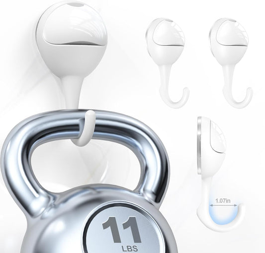 JOTPE 4-Pack Large Suction Cup Hooks for Shower, Removable Shower Hooks for Inside Showers with Deep Curve Hook, Suction Hook for Bathroom Wall Glass Window - Max Hanging up to 11 LB on Smooth Surface
