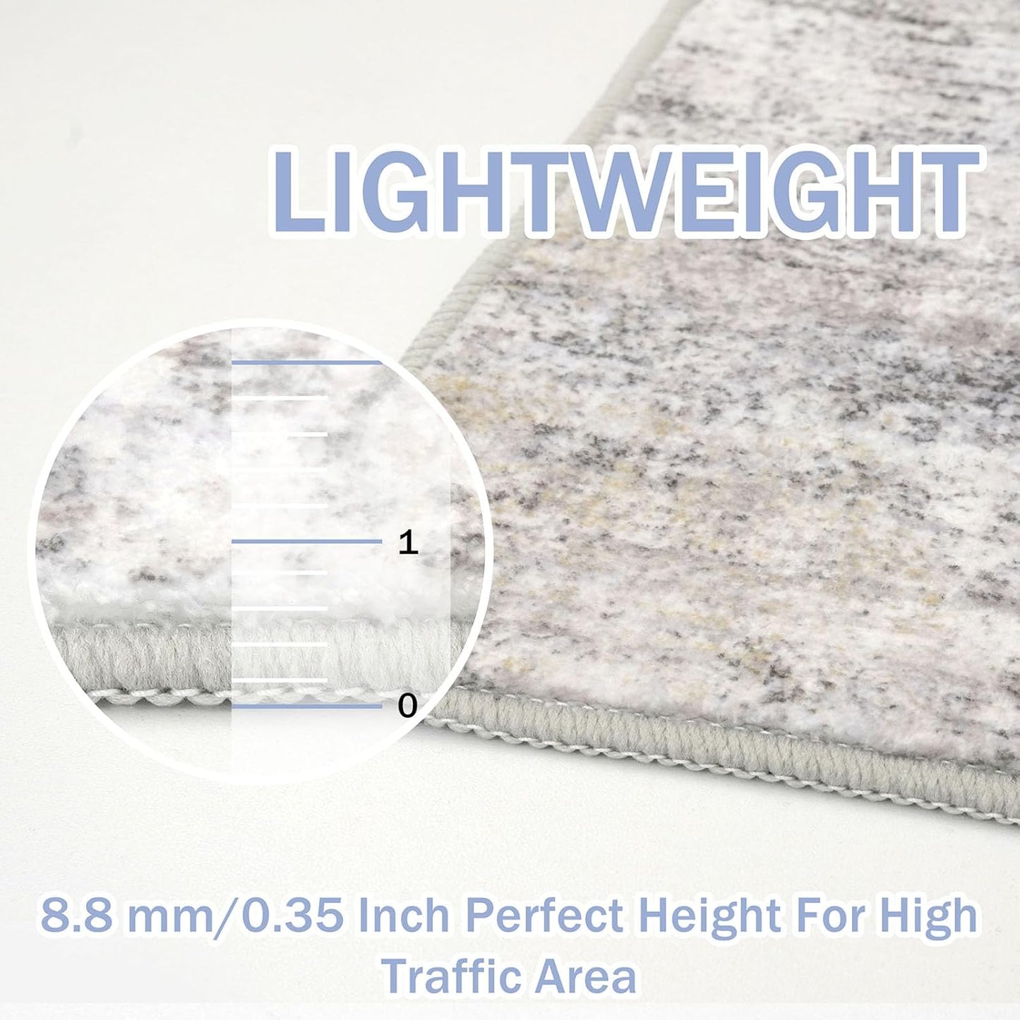 IOHOUZE Abstract Runner Rug 2x10 Ft Washable Runners for Hallways, Non Slip Kitchen Runner Printed Faux Wool Entryway Runner Indoor, Modern Abstract Floor Carpet for Hall Kitchen, Grey Beige