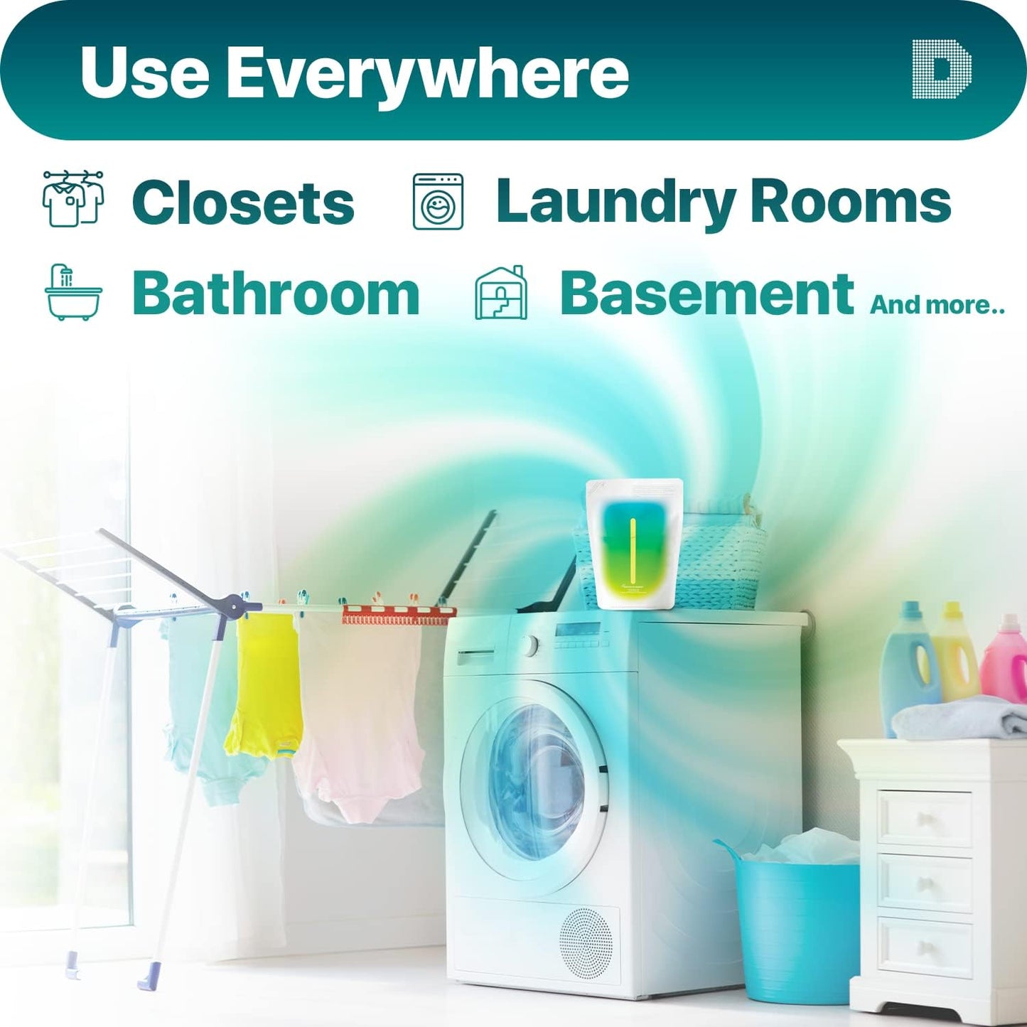 Dry & Dry 50 Packs Standing Moisture Absorbers to Control Excess Moisture for Basements, Closets, Bathrooms, Laundry Rooms - Moisture Absorbers, Standing Moisture Absorbers