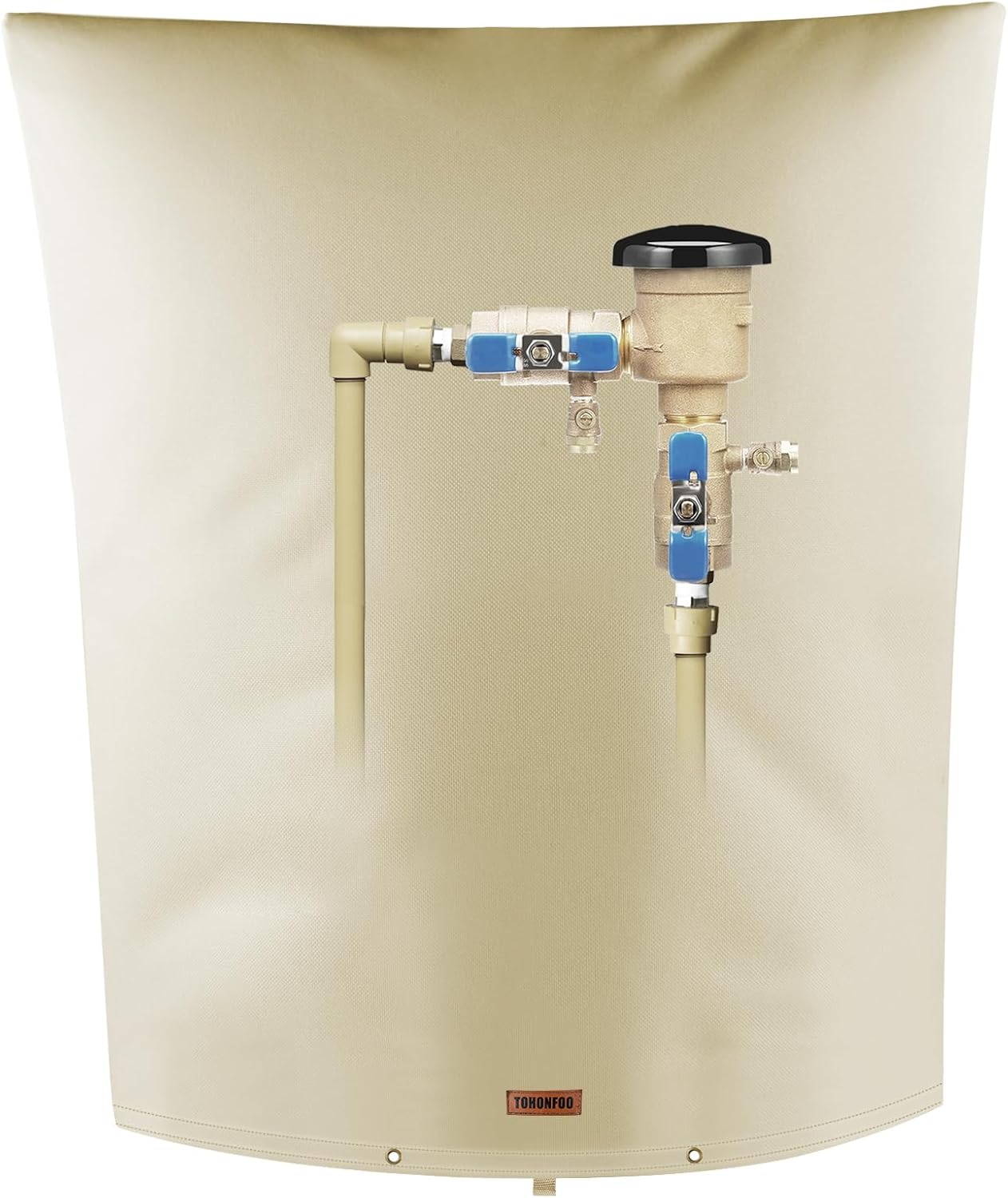 Backflow Preventer Pipe Insulation Cover (5°F) - Irrigation Sprinkler Valve Insulated Pouch - Water Well Pump Cover - Sturdy 5 Layers for Winter Freeze Protection, 26" W x 44" H, Beige
