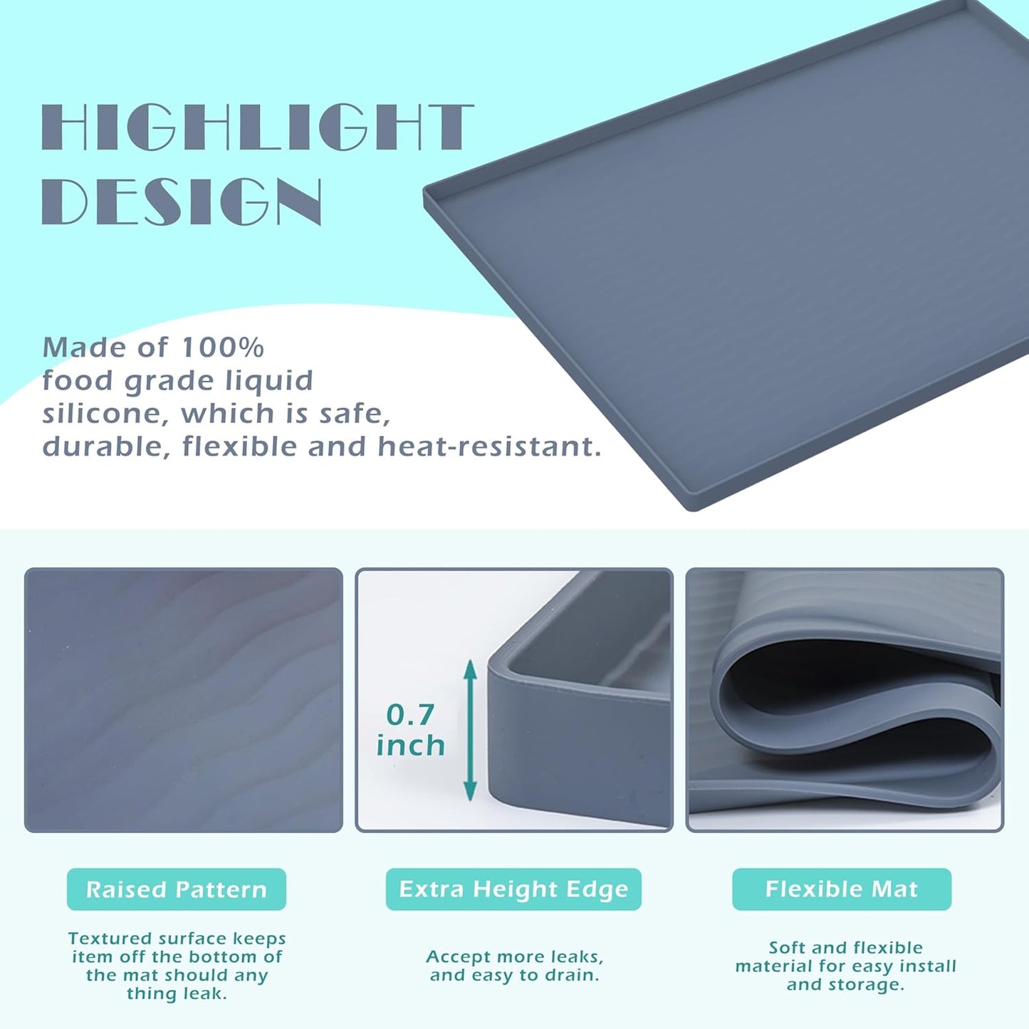 URMONA Waterproof Silicone Under Sink Mat 22'' x 22'' Shelf Liner for Kitchen and Bathroom, Cabinet and Counter Protector, Storage and Organizers, Litter Mat, Pet Cat Puppy Essentials(Cream)