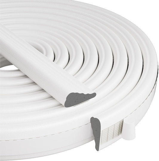 Wedge-Shape Window Weather Stripping Door Frame Seal Strip 3Pcs×196" White,Upgrade Black Foam,Soundproofing,Draft Stopper,Winter Insulation,Noise Blocker, Gap Filler for Exterior Front Door Side