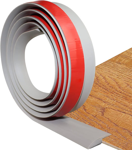 Floor Transition Strip Self Adhesive Carpet & Flooring Transitions Edging Trim Strip PVC Threshold Transitions Suitable for Threshold Height Less Than 5mm (10Ft, Gray)