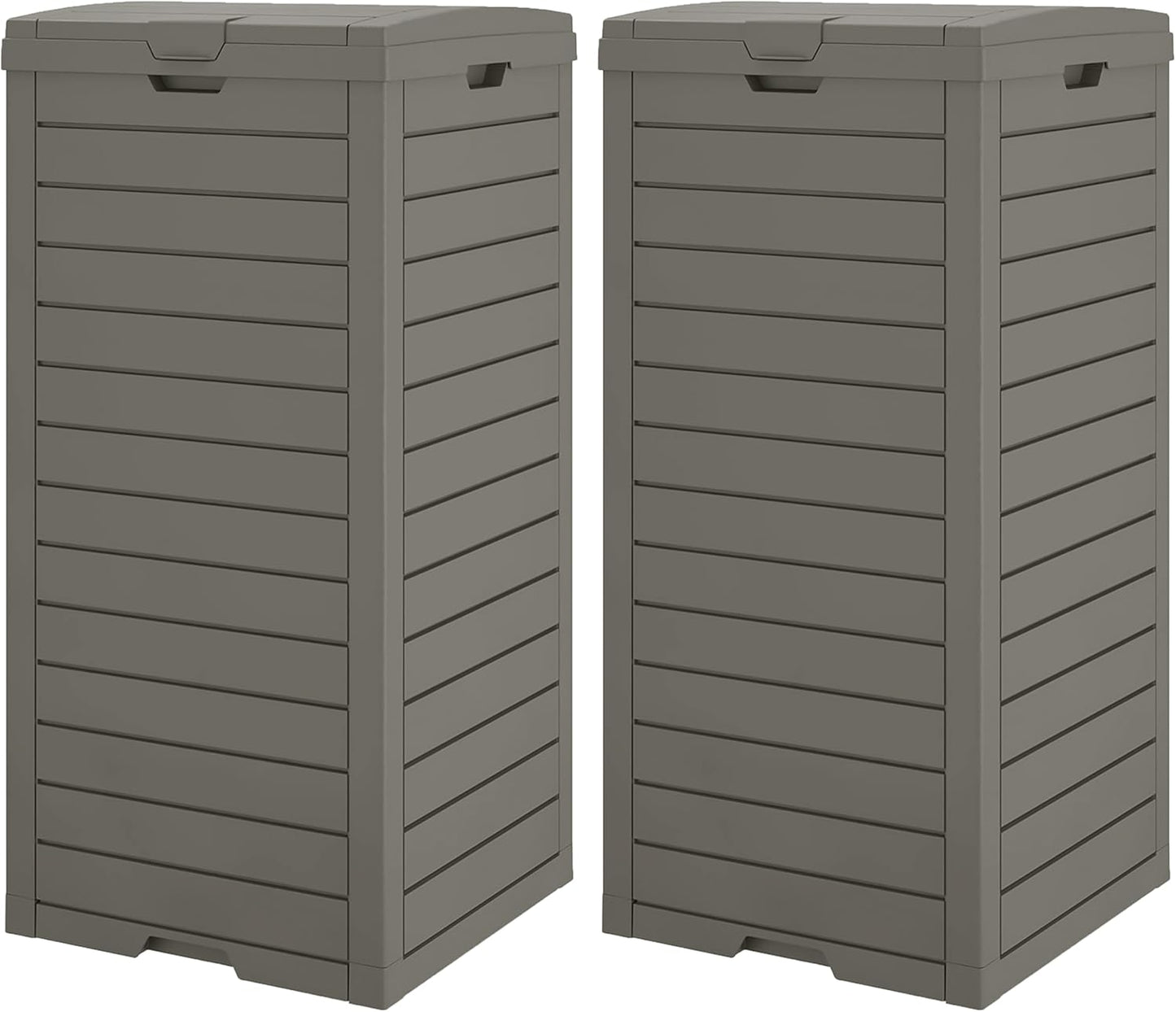 Outdoor Trash Can, 2 Set of 31 Gallon Garbage Can with Tiered Lid and Drip Tray, Waterproof Resin Patio Waste Bin for Garden, Backyard, Deck