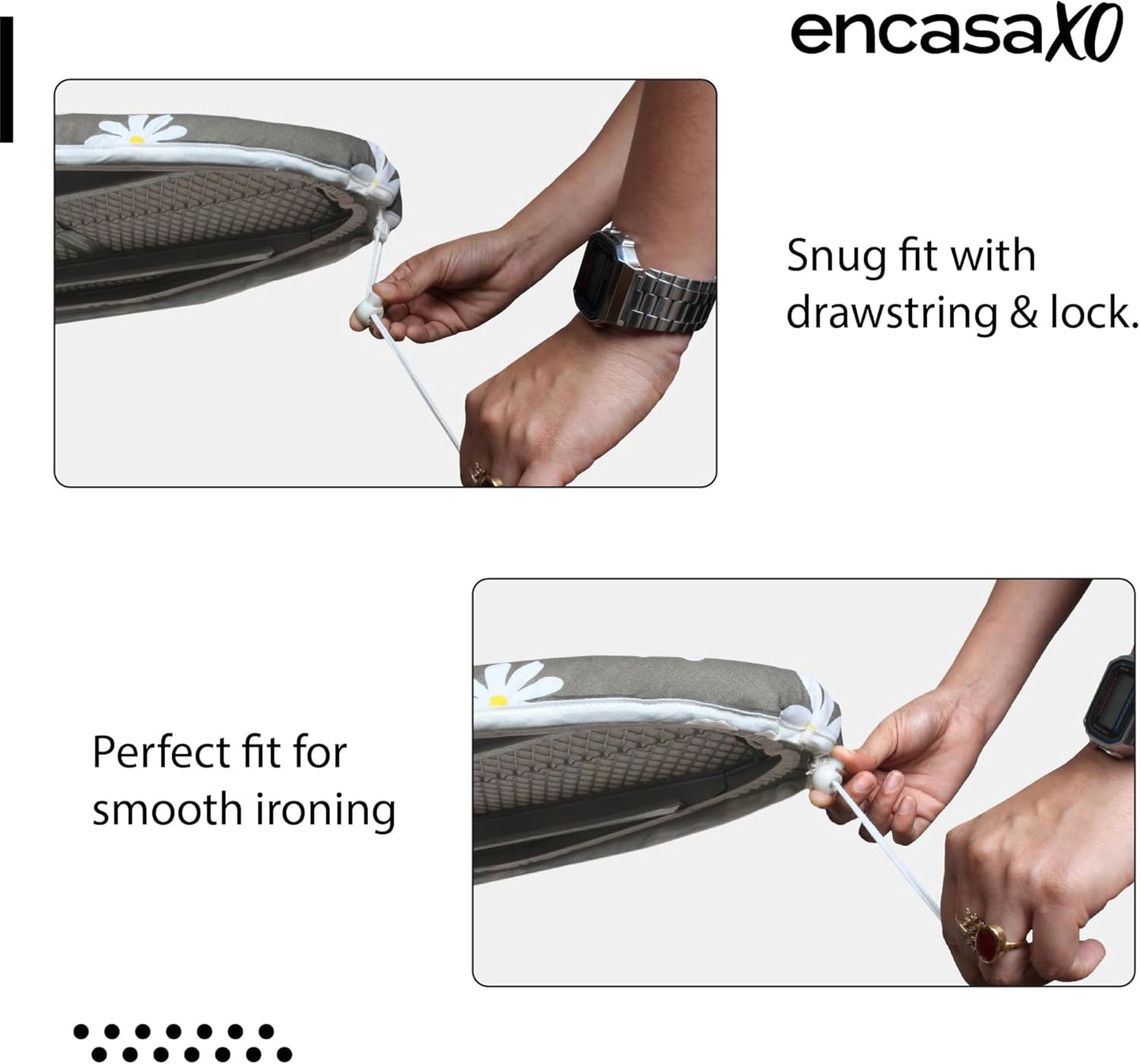 Encasa XO Ironing Board Cover and Pad 54"x15" - Thick 3mm Felt Padding, Drawstring Tightening & Lock, Easy Fit, Scorch & Stain Resistant, Fits Standard Large Ironing Board - Zig Zag