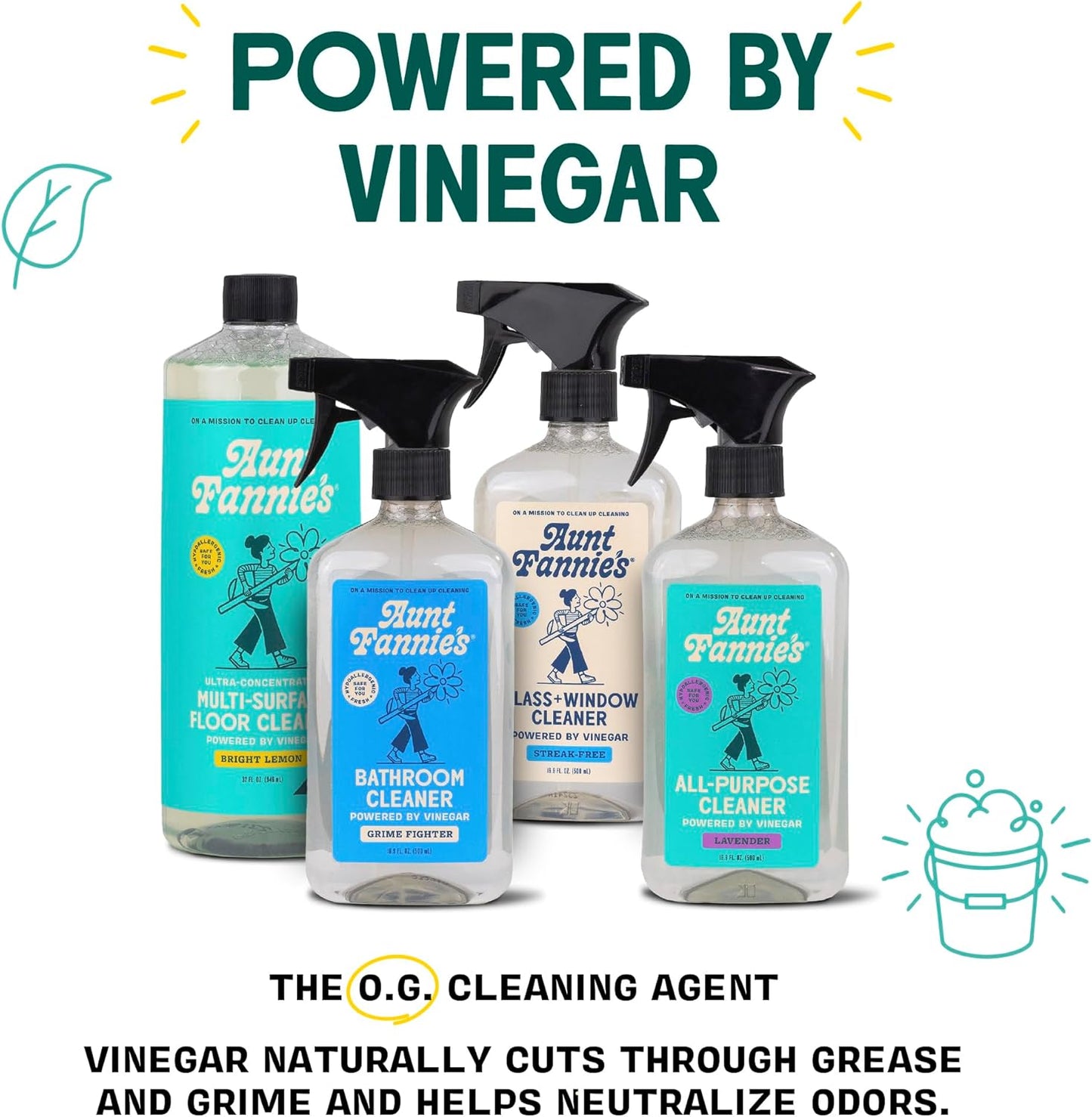 Aunt Fannie's Ultra Concentrated Floor Cleaner Vinegar Wash, Multi-Surface Solution Mopping, Makes 16 Gallons, Lavender Scent, 32 oz. (Pack of 6)