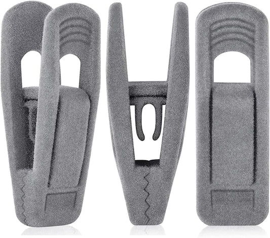 Grey Velvet Clips for Velvet Hangers - 20 PCS Gray Non Slip Velvet Hanger Clip, Pants Hanger Velvet Clips Fit for Slim Velvet Hangers, Clothes-pins for Grey Velvet Hangers