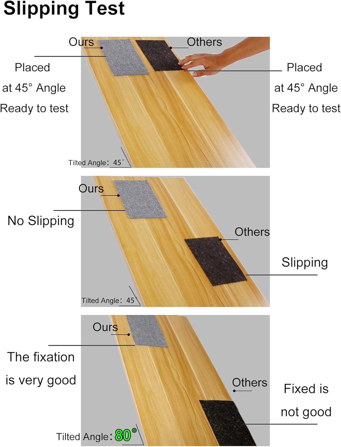Non Slip Rug Pad Grippers - 2x8, 1/8" Thick, (Felt + Rubber) Double Layers Area Carpet Mat Tap, Provides Protection and Cushioning for Hardwood or Tile Floors