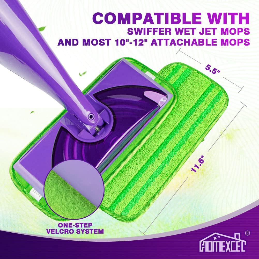 HOMEXCEL Microfiber Mop Pads Compatible with Swiffer Wet Jet,Reusable Machine Washable Swiffer WetJet Mop Pad Refills, Mop Head Replacements for Multi Surface Wet & Dry Cleaning, Pack of 2