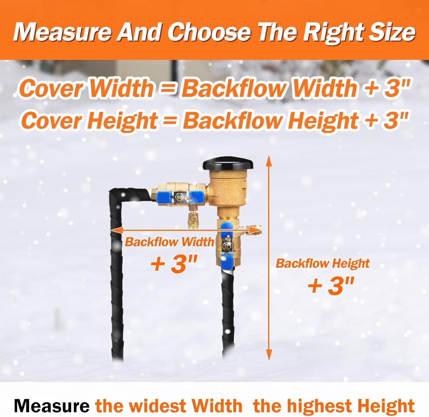 Backflow Preventer Pipe Insulation Cover (5°F) - Irrigation Sprinkler Valve Insulated Pouch - Water Well Pump Cover - Sturdy 5 Layers for Winter Freeze Protection, 30" W x 24" H, Black