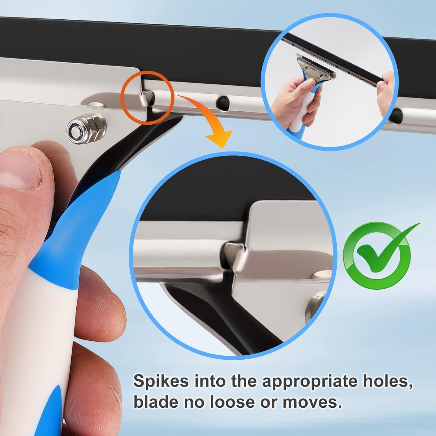 Professional Window Cleaning Kit 14IN, with Silicone Squeegee Blade, Microfiber Scrubber & Cloth, Windows Cleaning Tools, All-in-one Window Washing Supplies, Commercial & Household Use