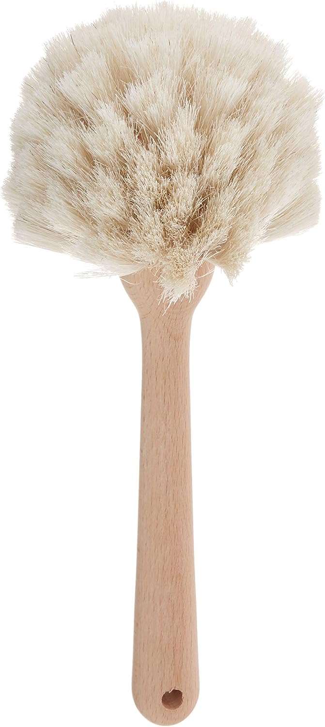 Fox Run Kitchen Brush, Natural Horsehair Fiber Dish and Glass Brush, 10"