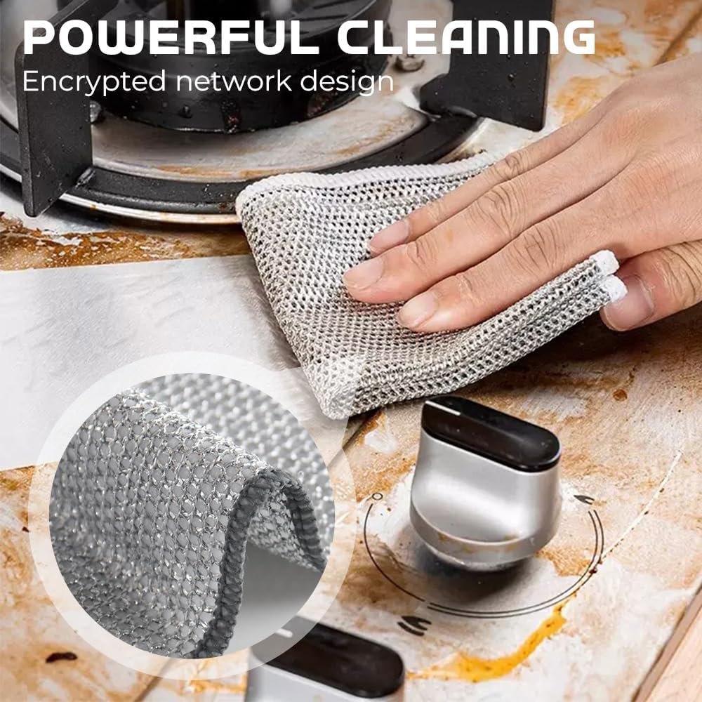 Multipurpose Wire Dishwashing Rags for Wet and Dry, 2024 New Reusable Non Scratch Wire Dishcloth, Premium Scrubbing Wire Dishwashing Rags for Scrubs Dishes, Sinks Cleans (15)