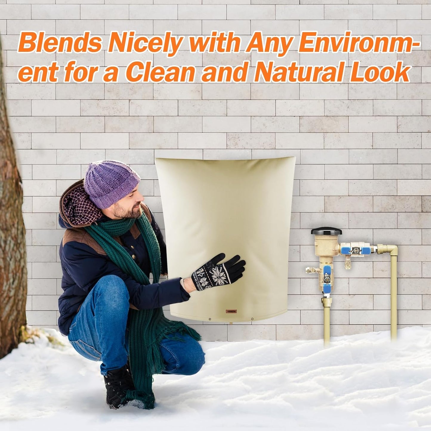 Backflow Preventer Pipe Insulation Cover (5°F) - Irrigation Sprinkler Valve Insulated Pouch - Water Well Pump Cover - Sturdy 5 Layers for Winter Freeze Protection, 24" W x 30" H, Beige