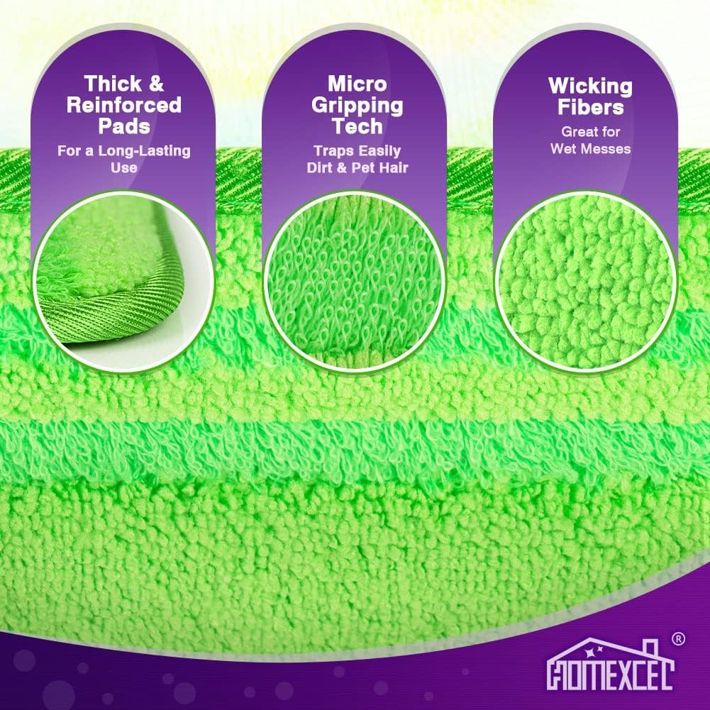 HOMEXCEL Microfiber Mop Pads Compatible with Swiffer Wet Jet, Reusable Machine Washable Swiffer WetJet Pad Refills, Mop Head Replacements for Multi Surface Wet & Dry Cleaning, Pack of 8