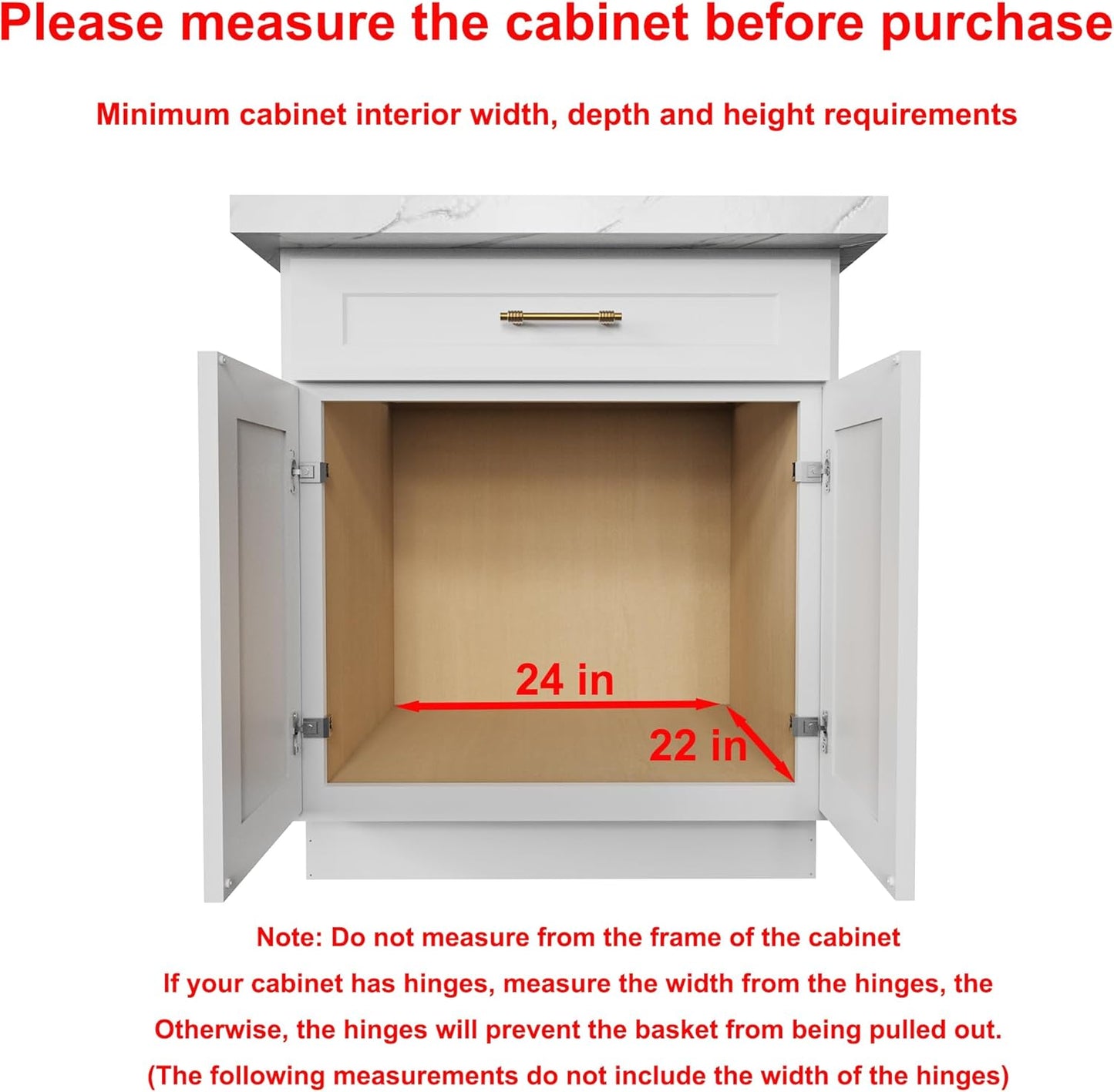 Pull Out Cabinet Organizer,Heavy-Duty Slide Out Shelf, Wood and Wire Basket, Pull Out Drawer for for Kitchen Under Sink Space, Pantry, Bathroom, 2 Tie 23 * 21 in