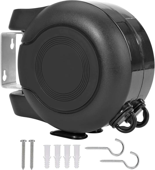 Retractable Double Clothesline – 49 ft x 2 Heavy Duty Clothes Line for Indoor & Outdoor Use, Dual Laundry Line with Easy Installation (Black)