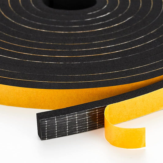 13 Feet Weather Stripping Door Seal, 1" Wide X 3/4" Thick Door Seal Strip High Density Foam Tape Adhesive Strip for Door Soundproofing,Window Insulation (1" x 3/4" x 13FT,Black)