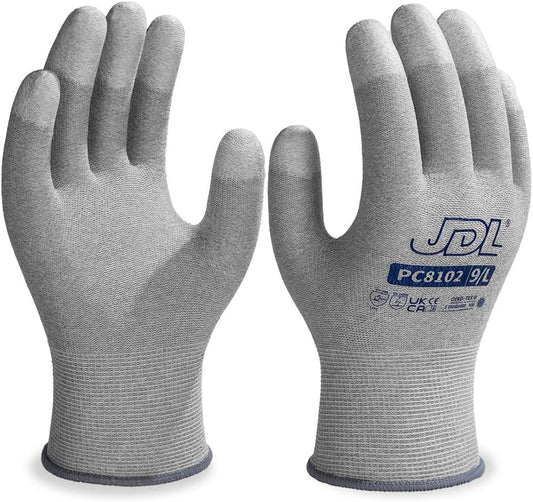 JDL ESD Work Gloves, Anti-Static Gloves for PC Building, Computer Installation & Repair, High Resistance Carbon Fiber Gloves, X-Large