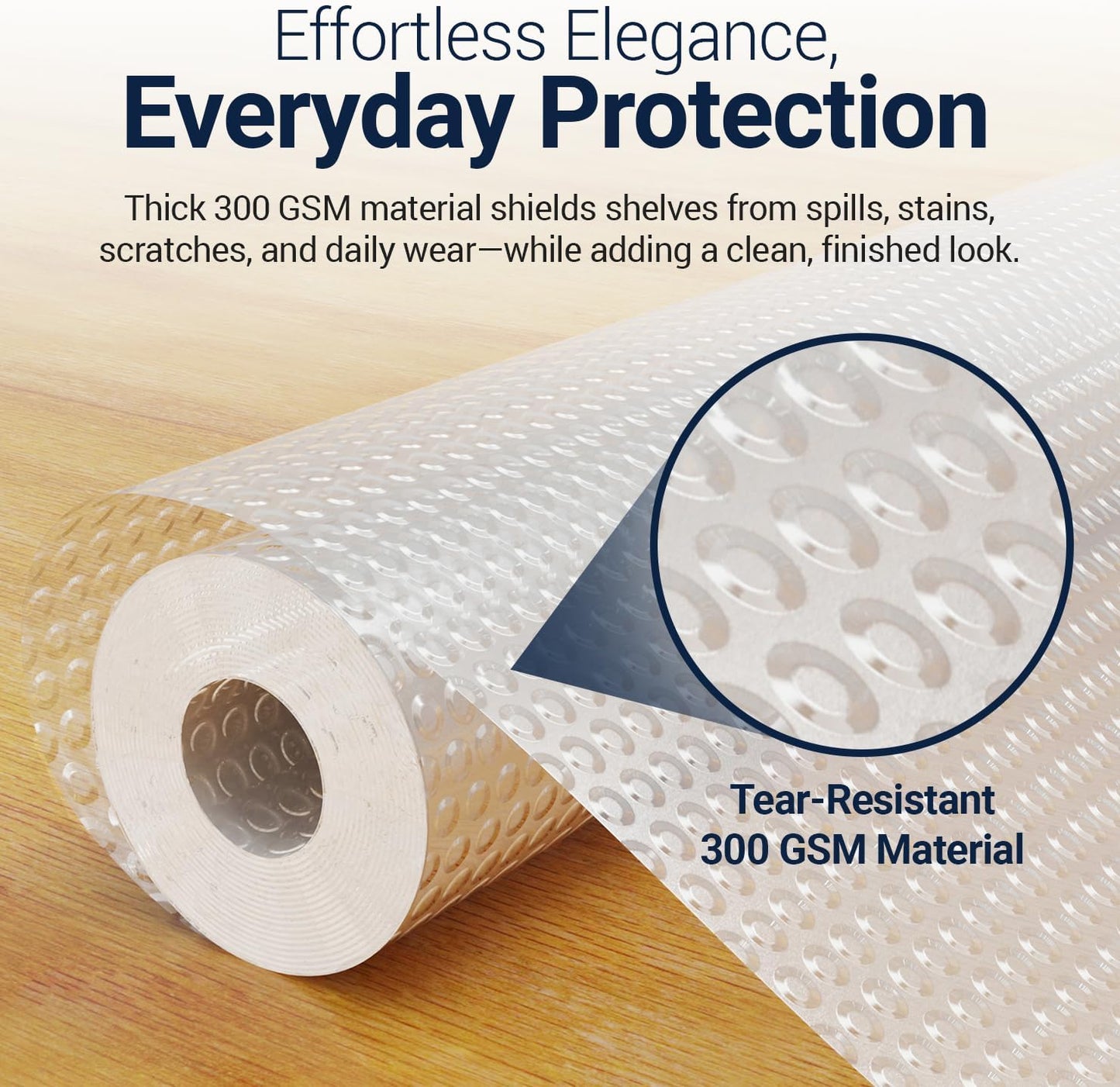 Shelf Liner Drawer Liner for Kitchen Cabinets Non-Adhesive by Linda’s Essentials (12 x 60 Inches) - Non-Slip Easy Clean Kitchen Cabinet and Cupboard Protector, Waterproof Mat, Clear Roll