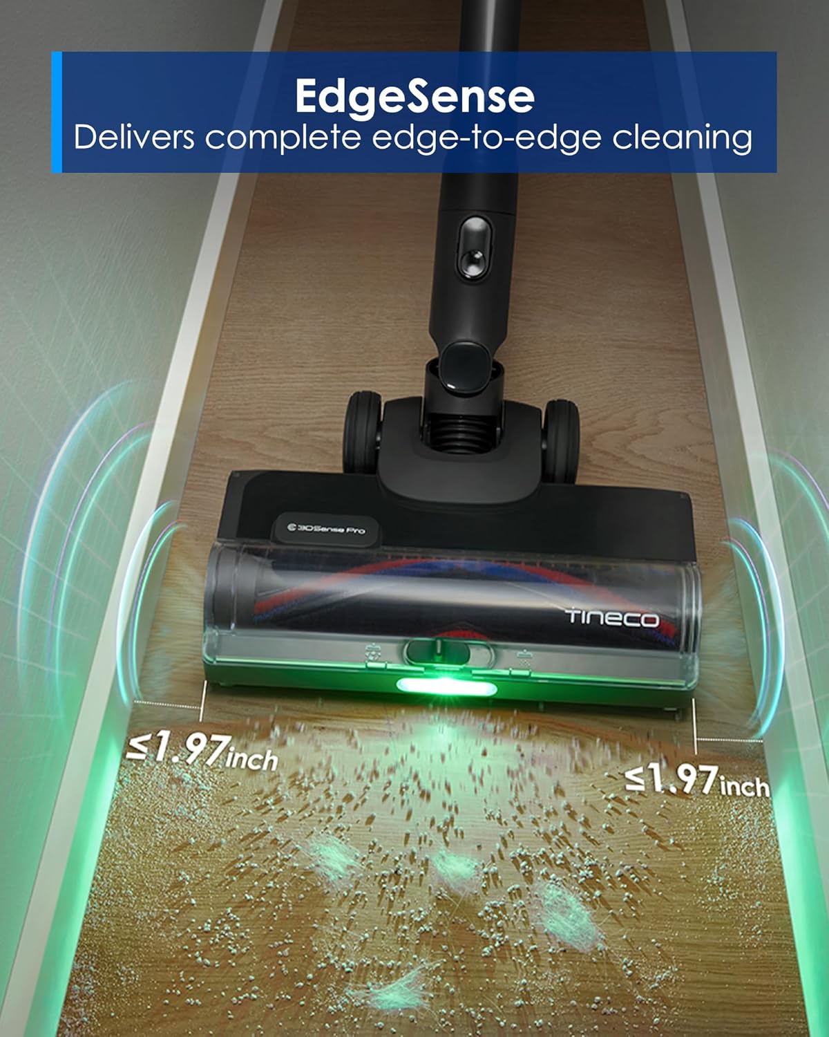 Tineco Pure ONE S70 Cordless Vacuum Cleaner, 200AW Powerful Suction, 3D Sense Pro Cleaning System, 6-Stage Filtration with 95min Runtime, Zero Tangle Brush with 180° Foldable Tube (Blue-Gray)