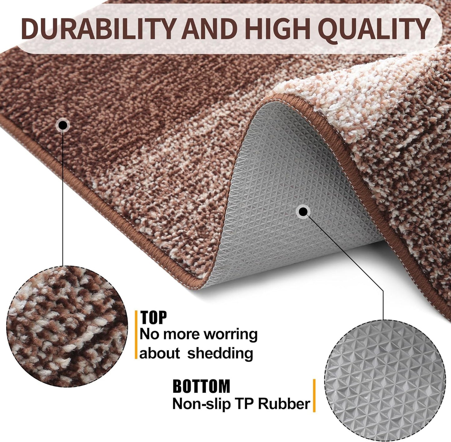 Kitinjoy Indoor Outdoor Door Mat, 71x24 Non-Slip Absorbent Dirt Trapper, Low-Profile Washable Inside Entrance Front Floor Mat, Sturdy Soft Entry Doormats for Entryway, Brown