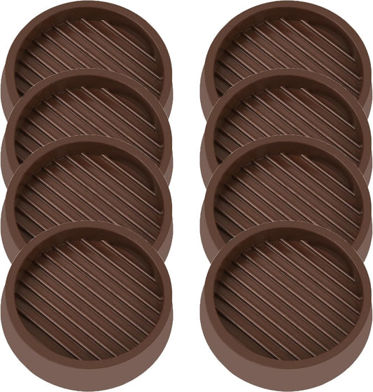 3X3 Round Rubber Caster Cups, Non Slip Furniture Pads, Anti-Slip Gripper, Anti Skid Furniture Feet, Anti Slide Floor Protector for Bed Couch Table Chair Stoppers - Brown, 8 Pack