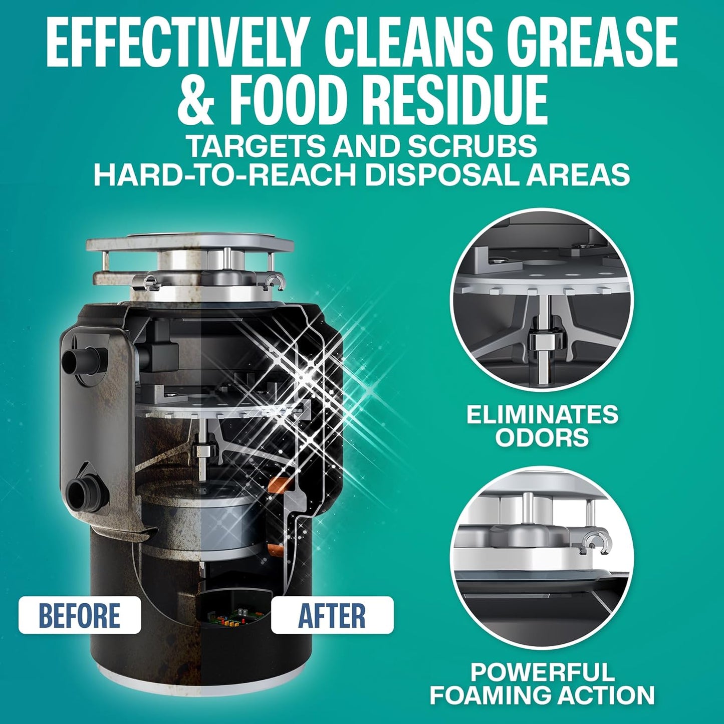 Sudstainables Garbage Disposal Cleaner Tablets 24-Pack - Sink Cleaner and Deodorizer, Disposal Cleaner and Deodorizer, Garbage Disposal Cleaner and Deodorizer Tablets - up to 1-year Supply