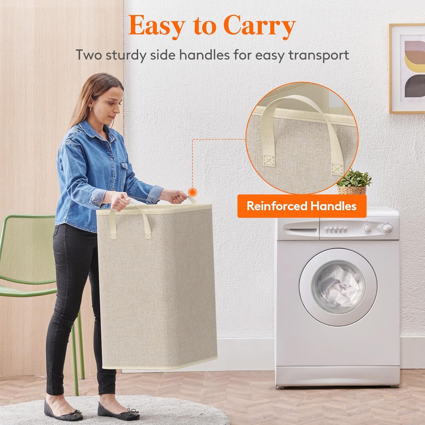 Lifewit 80L Large Tall Laundry Hamper, Collapsible Laundry Basket with Handles, Foldable Clothes Hampers for Laundry, Portable Dirty Clothes Hamper for Dorm College Bedroom Bathroom, Beige